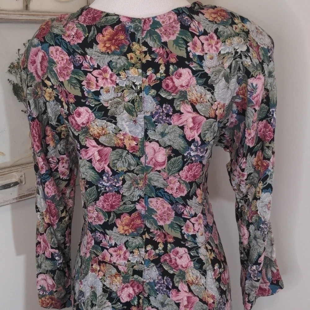 Vintage 80's 90's Floral Long Midi Dress - Picture 8 of 12